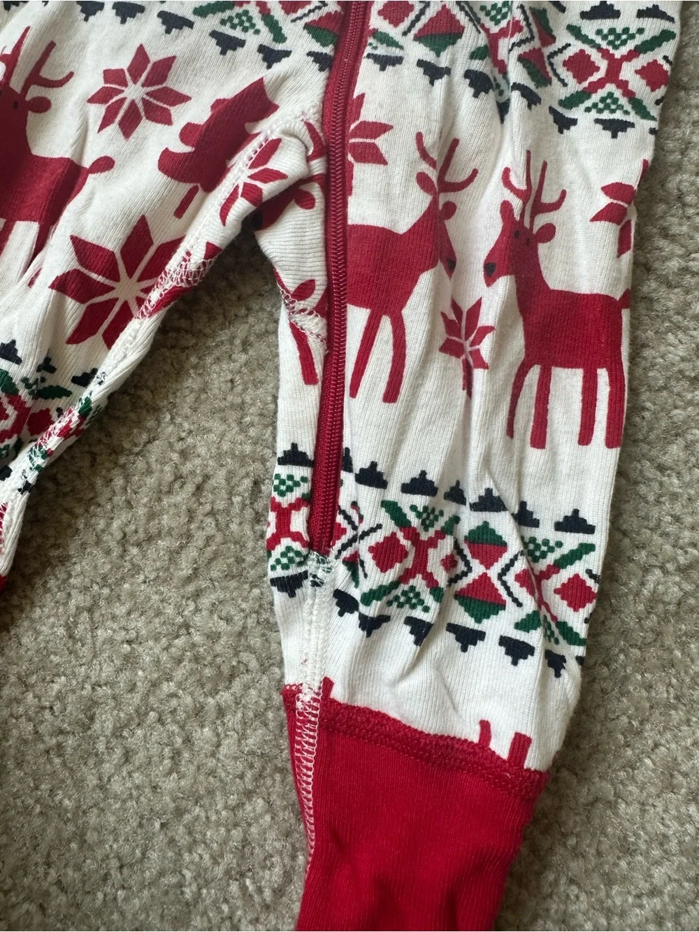 Hanna Andersson Organic Cotton Christmas Reindeer Zip Pajamas 6–12M Holiday